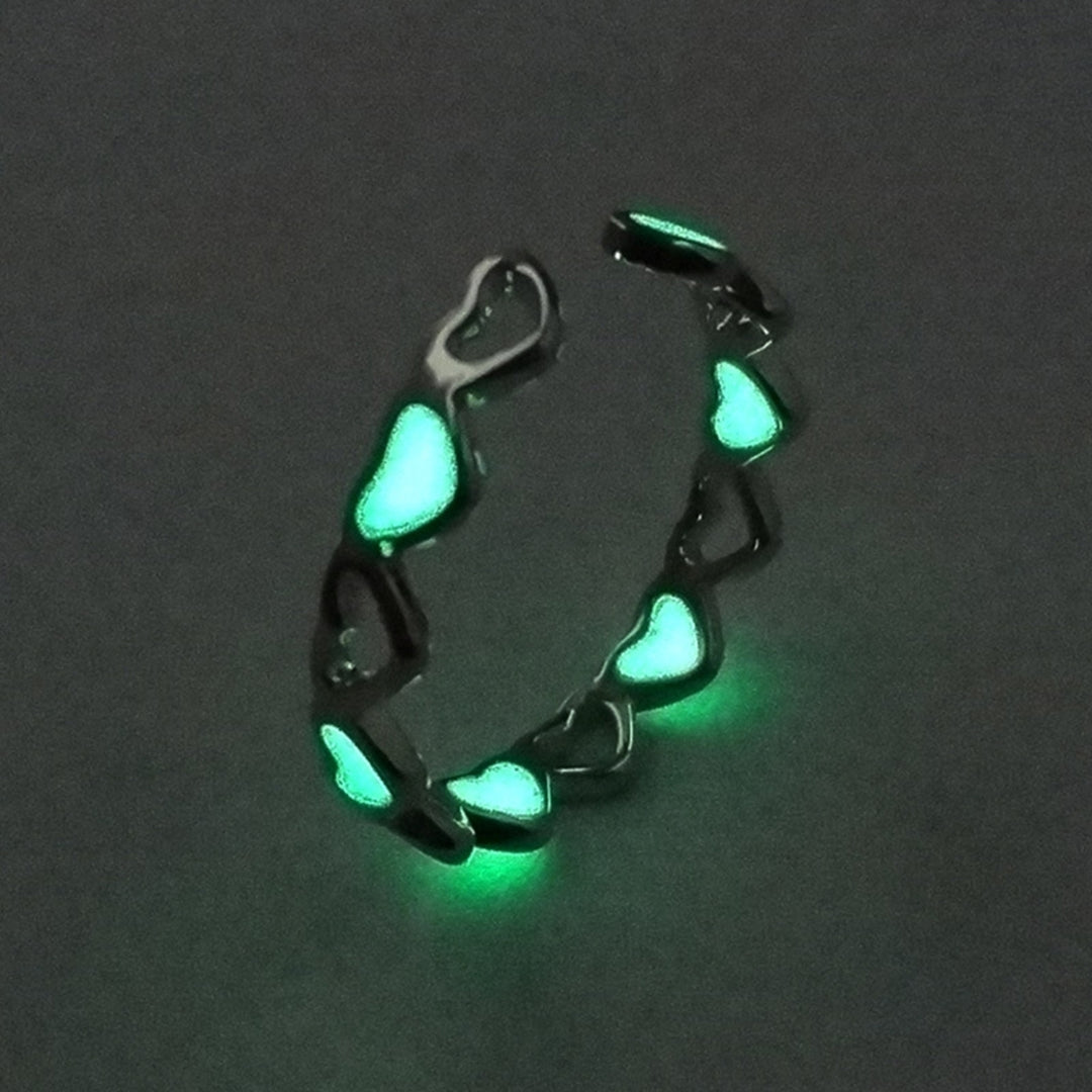 Finger Ring Skin-friendly Rust-proof Alloy Hollow Love Luminous Ring for Girl Image 12