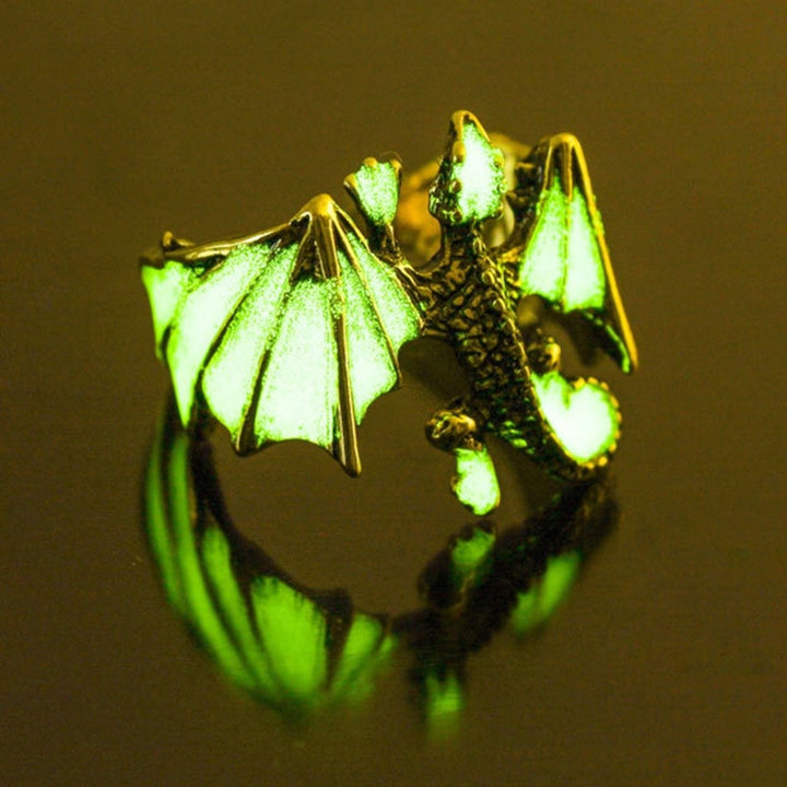 Luminous Ring Adjustable Rust-proof Copper Dragon Shaped Fashion Jewelry Ring for Boy Image 12