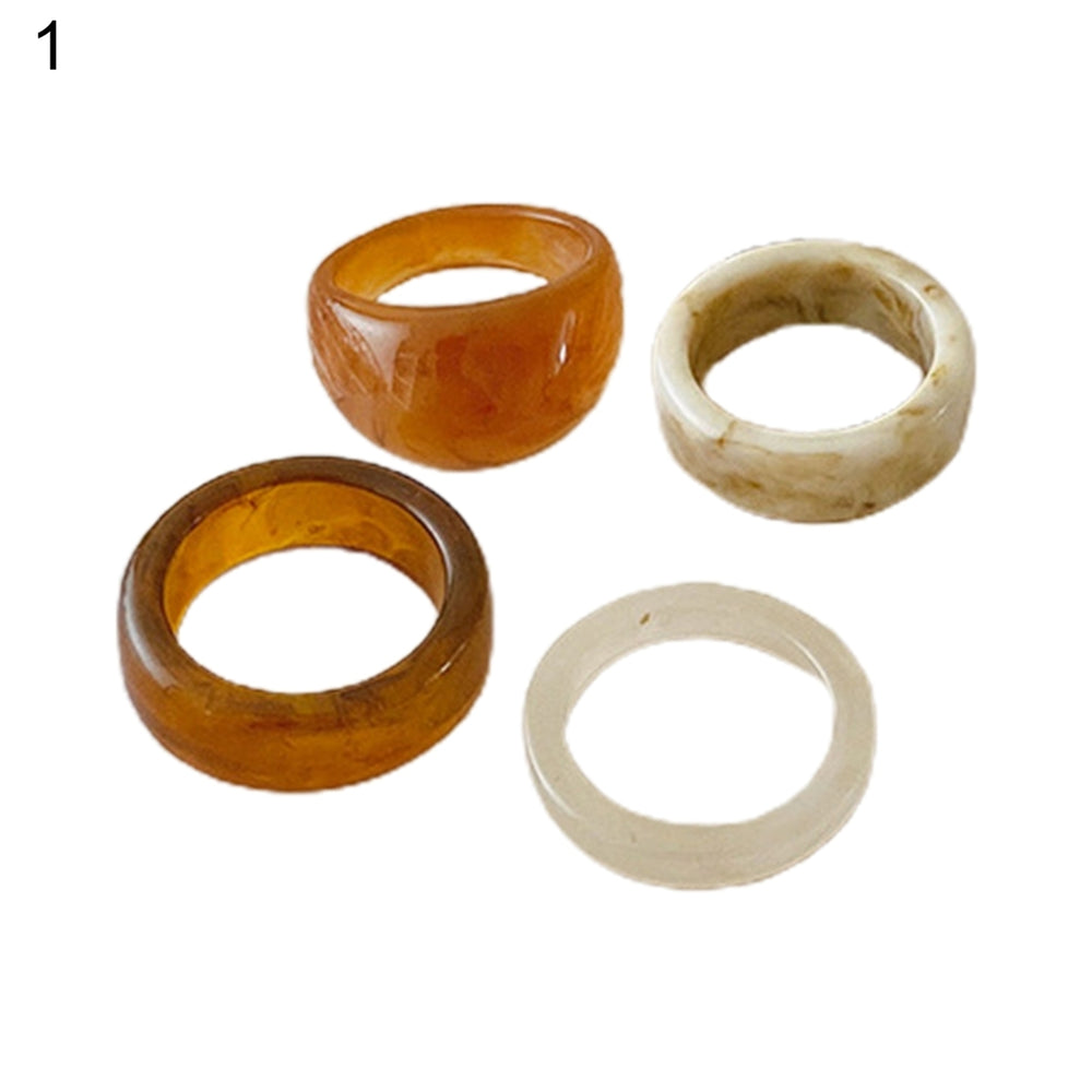 1 Set Couple Ring Sturdy Easy to Wear Resin Fine Texture Fashion Ring for Daily Wear Image 2