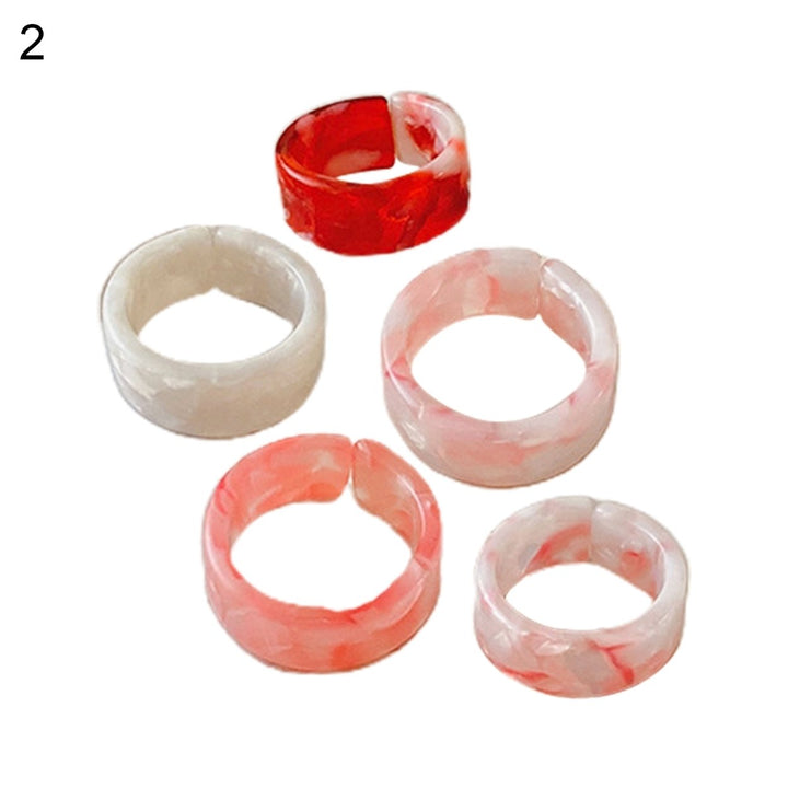 1 Set Couple Ring Sturdy Easy to Wear Resin Fine Texture Fashion Ring for Daily Wear Image 1