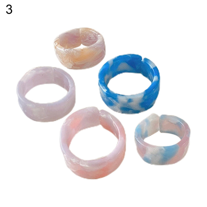 1 Set Couple Ring Sturdy Easy to Wear Resin Fine Texture Fashion Ring for Daily Wear Image 4