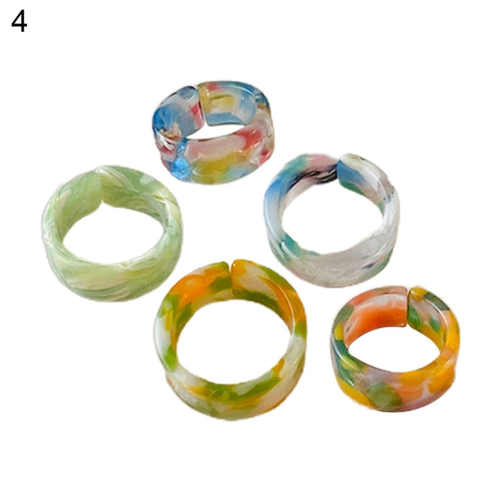 1 Set Couple Ring Sturdy Easy to Wear Resin Fine Texture Fashion Ring for Daily Wear Image 1