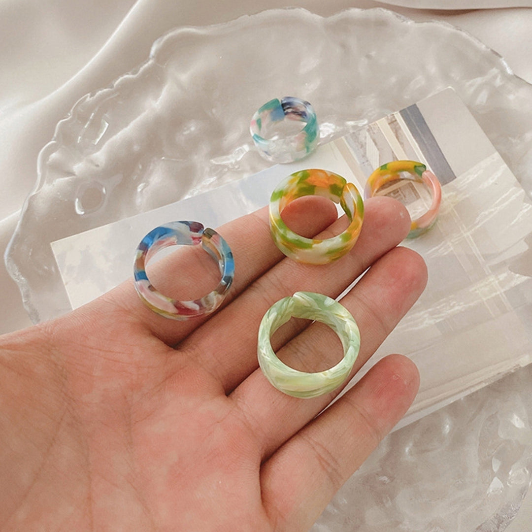 1 Set Couple Ring Sturdy Easy to Wear Resin Fine Texture Fashion Ring for Daily Wear Image 7