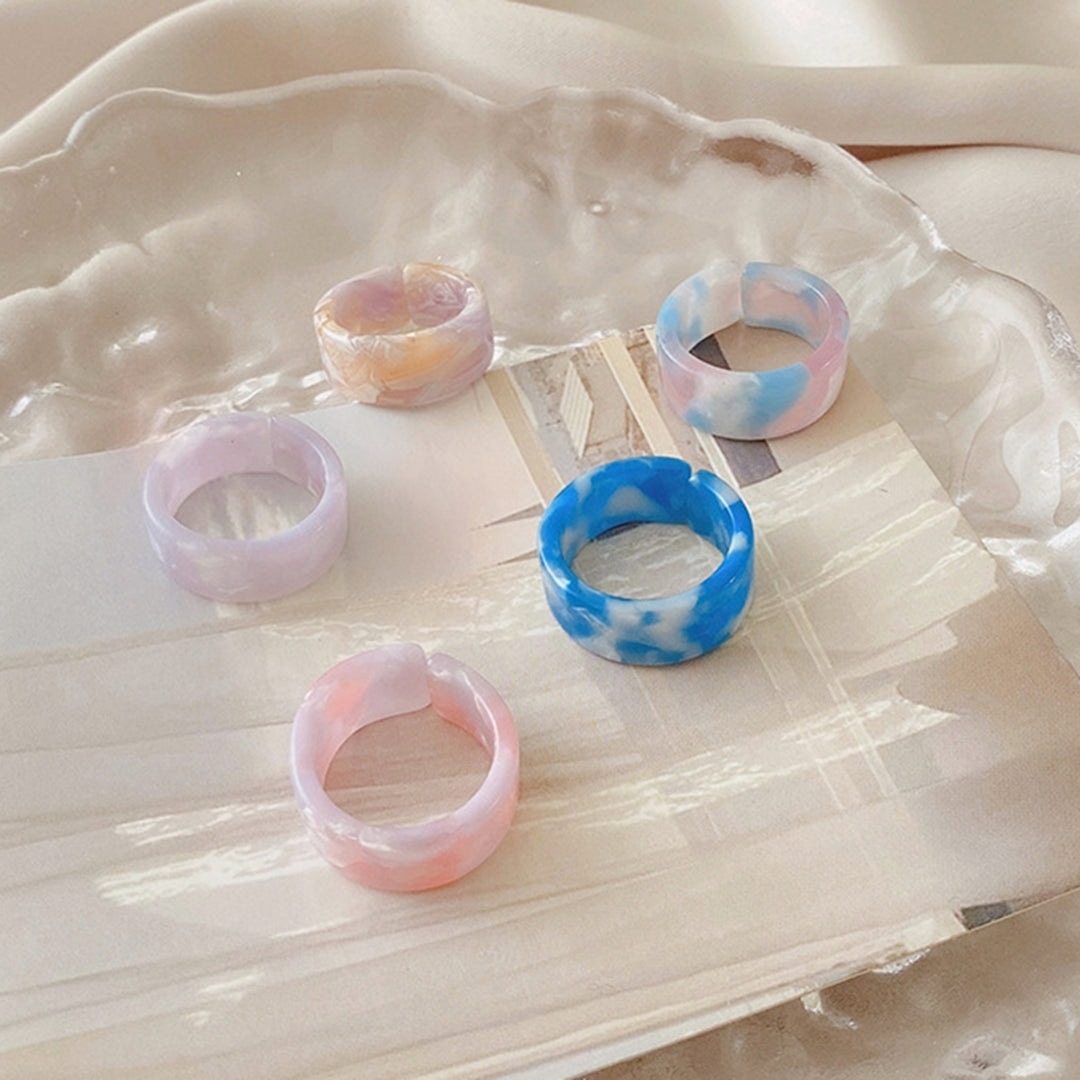 1 Set Couple Ring Sturdy Easy to Wear Resin Fine Texture Fashion Ring for Daily Wear Image 10