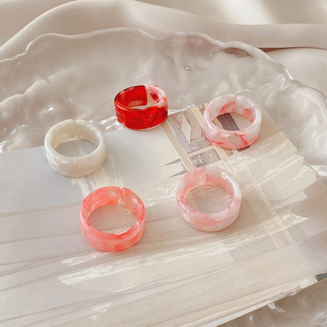 1 Set Couple Ring Sturdy Easy to Wear Resin Fine Texture Fashion Ring for Daily Wear Image 11