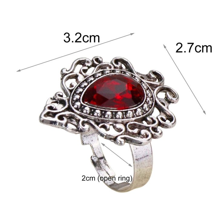 Carved Heart Shape Unisex Ring Alloy Faux Gem Opening Bohemia Ring Jewelry Accessaries Image 4