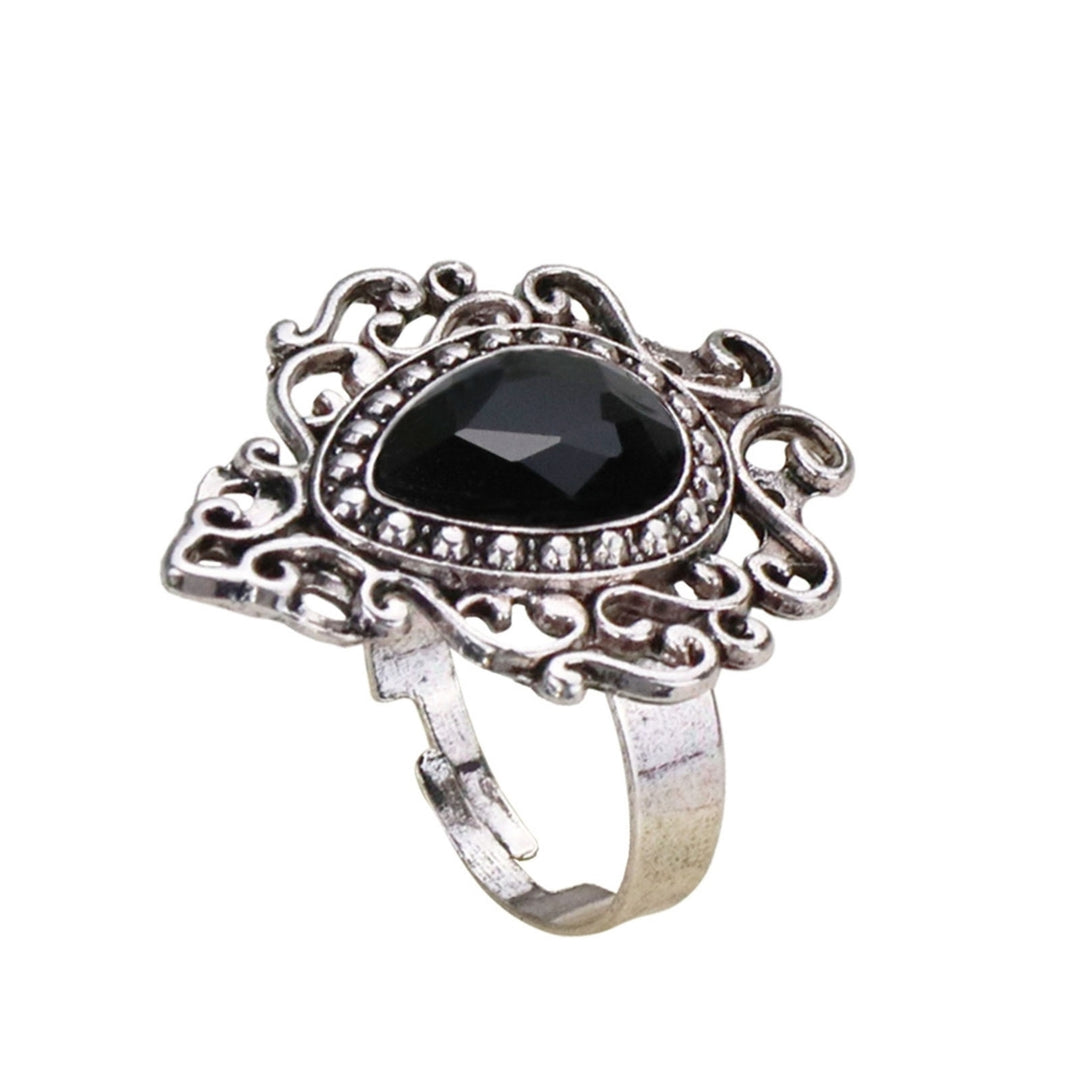 Carved Heart Shape Unisex Ring Alloy Faux Gem Opening Bohemia Ring Jewelry Accessaries Image 9