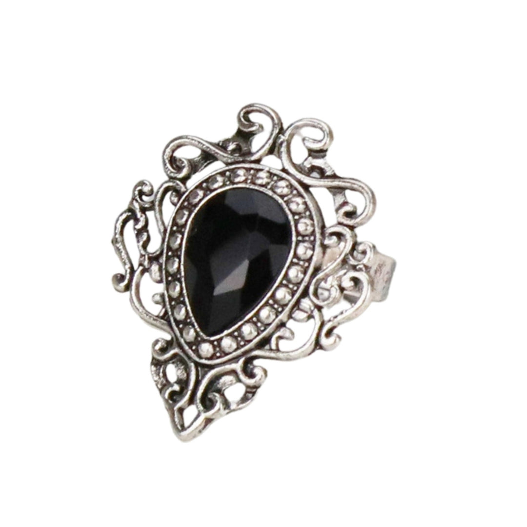 Carved Heart Shape Unisex Ring Alloy Faux Gem Opening Bohemia Ring Jewelry Accessaries Image 11