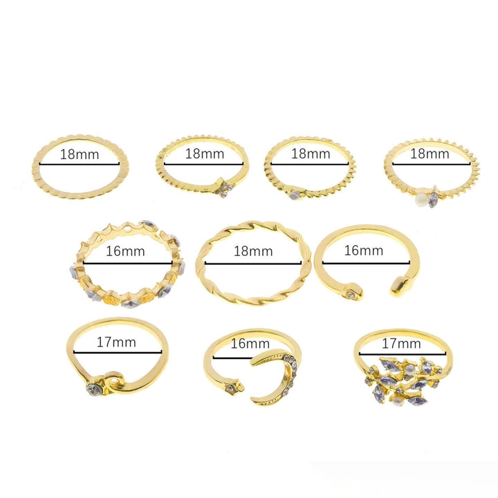 10Pcs Metal Ring Irregular Exquisite Alloy Cubic Zirconia Jewelry Ring for Daily Wear Image 4