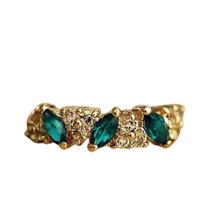 Rhinestone Smooth Women Ring Alloy Faux Green Gem Finger Ring Jewelry Accessory Image 11