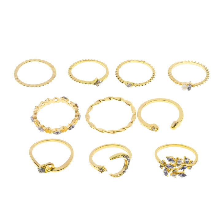 10Pcs Metal Ring Irregular Exquisite Alloy Cubic Zirconia Jewelry Ring for Daily Wear Image 12