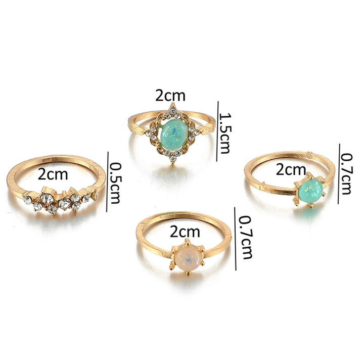 4Pcs Faux Gem Geometric Knuckle Rings Alloy Candy Color Stackable Finger Rings Jewelry Accessory Image 4