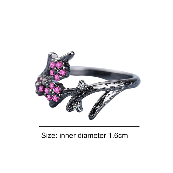 Adjustable Ring Open End Copper Blooming Plum Flower Rhinestone Ring for Daily Wear Image 4