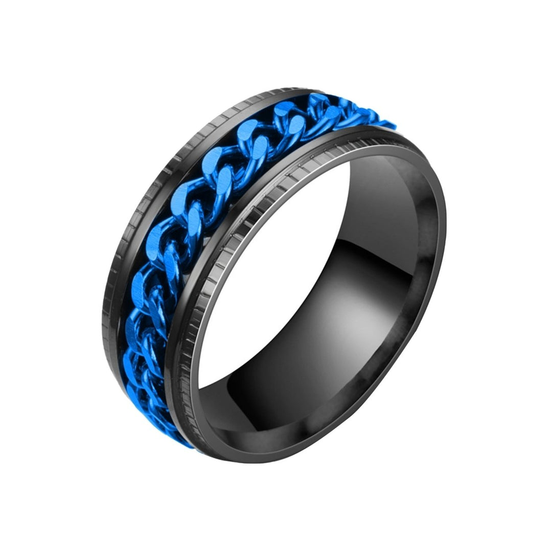 Men Ring Simple High Polished Fashion Jewelry Rotating Chain Inlaid Finger Ring for Party Image 3