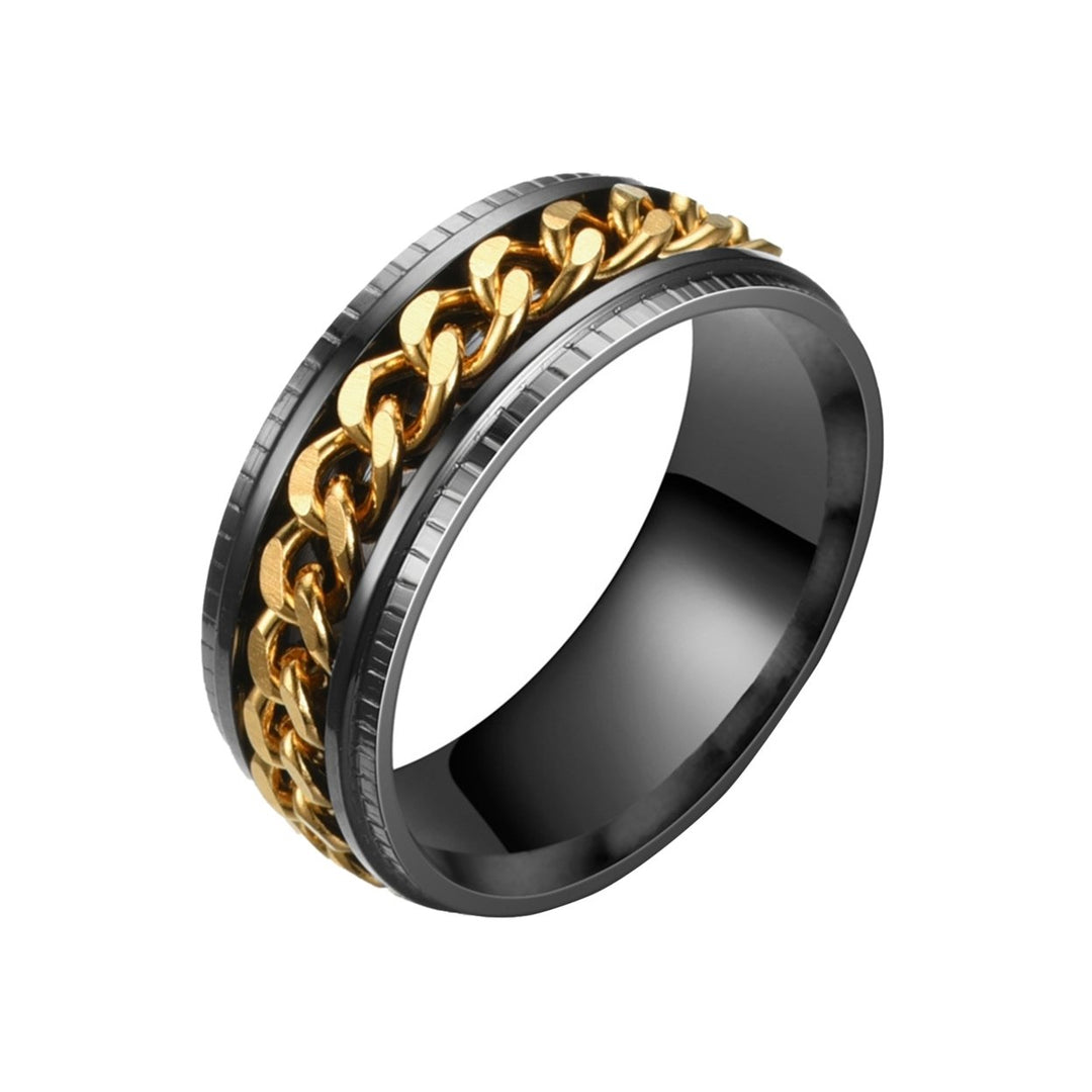 Men Ring Simple High Polished Fashion Jewelry Rotating Chain Inlaid Finger Ring for Party Image 4