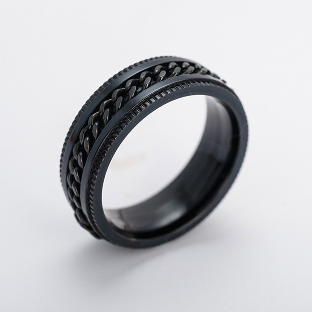 Men Ring Simple High Polished Fashion Jewelry Rotating Chain Inlaid Finger Ring for Party Image 10