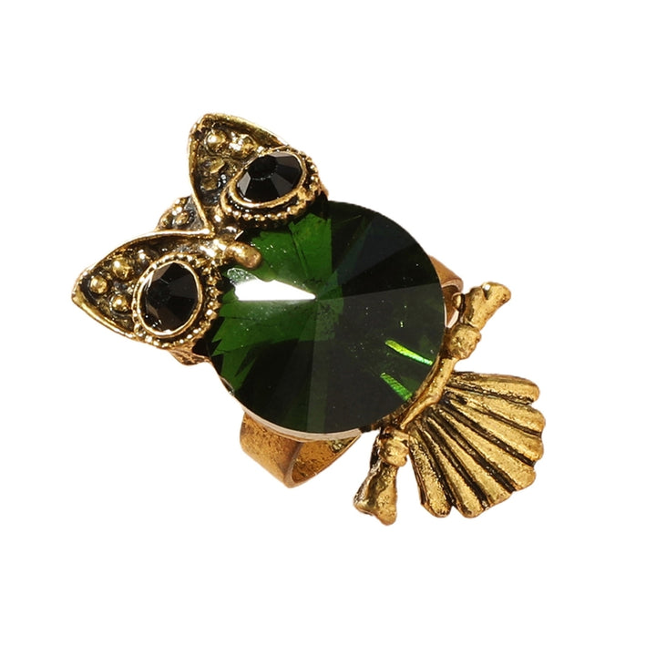 Decorative Adorable Women Ring Gift Cute Green Owl Rhinestone Ring Jewelry Accessaries Image 7