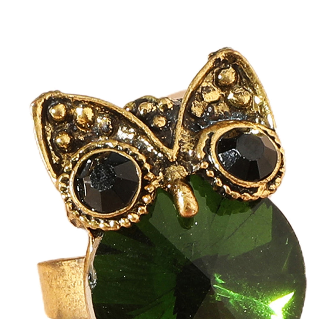 Decorative Adorable Women Ring Gift Cute Green Owl Rhinestone Ring Jewelry Accessaries Image 10