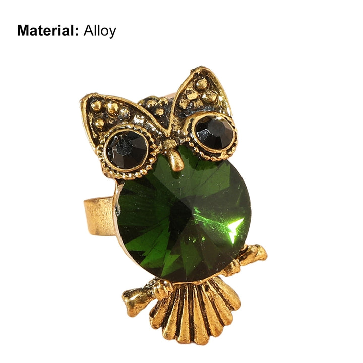 Decorative Adorable Women Ring Gift Cute Green Owl Rhinestone Ring Jewelry Accessaries Image 11