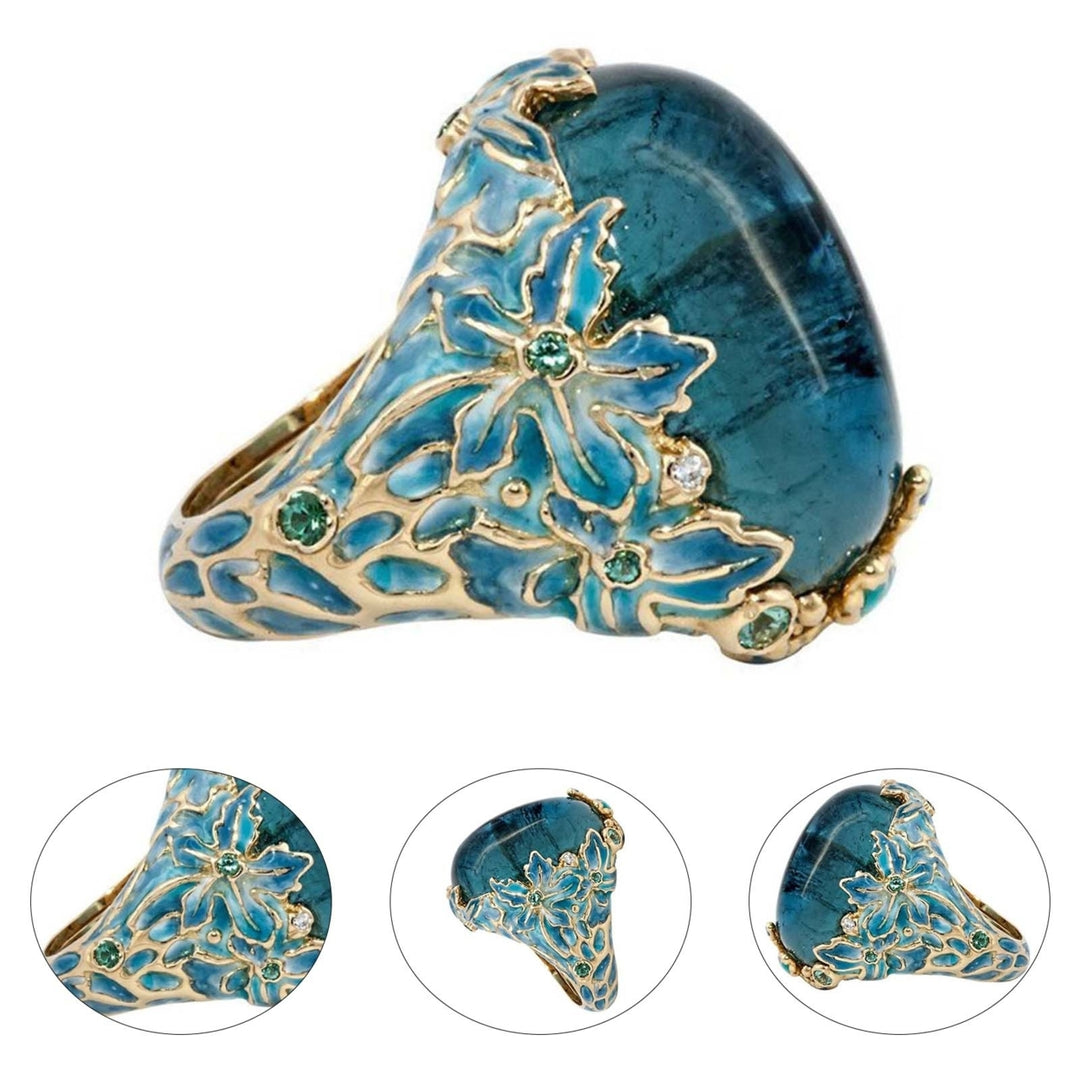 Ring Decorative Eye-catching Anti-deform Retro Elegant Flower Elements Lady Ring for Daily Life Image 1