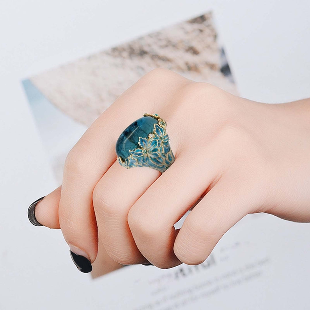 Ring Decorative Eye-catching Anti-deform Retro Elegant Flower Elements Lady Ring for Daily Life Image 4