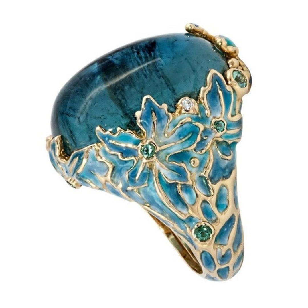 Ring Decorative Eye-catching Anti-deform Retro Elegant Flower Elements Lady Ring for Daily Life Image 8