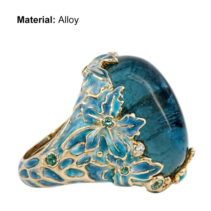 Ring Decorative Eye-catching Anti-deform Retro Elegant Flower Elements Lady Ring for Daily Life Image 12