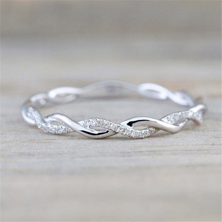 Women Ring Twisted Shape Rhinestones Jewelry Exquisite Bright Luster Ring for Wedding Image 3