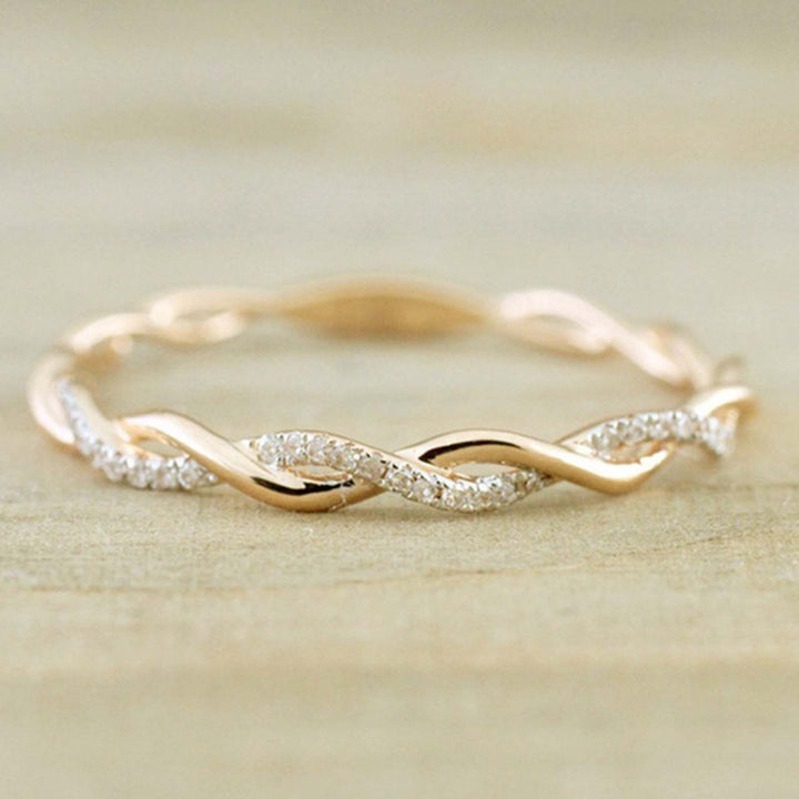 Women Ring Twisted Shape Rhinestones Jewelry Exquisite Bright Luster Ring for Wedding Image 6