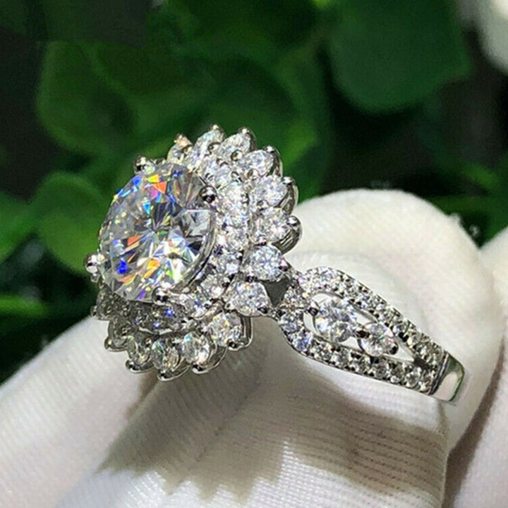 Women Ring Flower Shape Rhinestones Jewelry Lightweight Fashion Appearance Finger Ring for Wedding Image 2