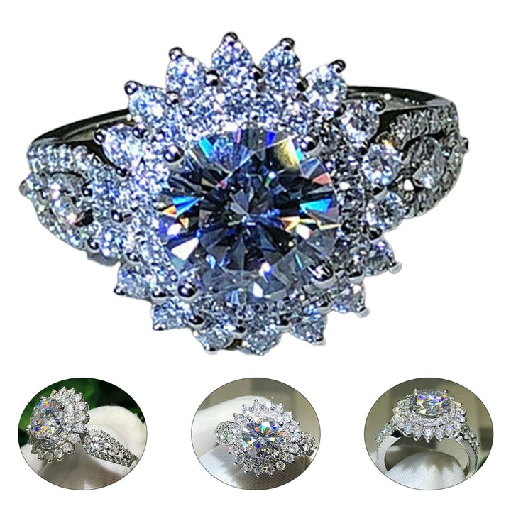 Women Ring Flower Shape Rhinestones Jewelry Lightweight Fashion Appearance Finger Ring for Wedding Image 8