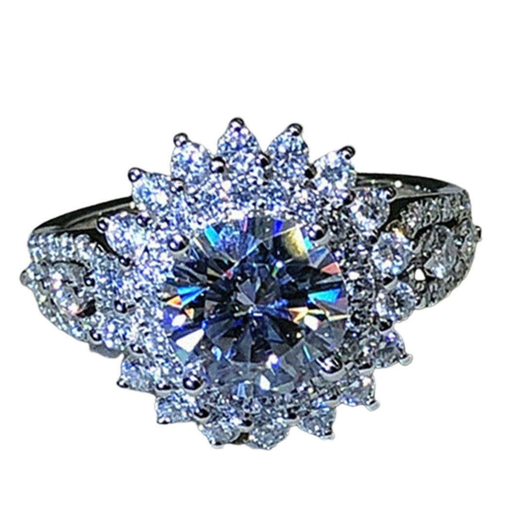 Women Ring Flower Shape Rhinestones Jewelry Lightweight Fashion Appearance Finger Ring for Wedding Image 1