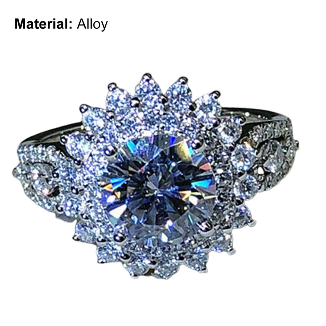 Women Ring Flower Shape Rhinestones Jewelry Lightweight Fashion Appearance Finger Ring for Wedding Image 10