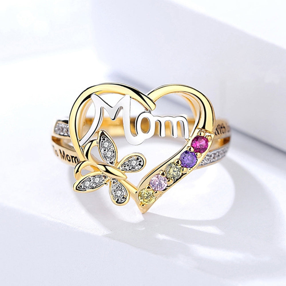 Finger Ring Rhinestone Emerald Fine Workmanship Shiny Knuckle Ring for Mother Image 2