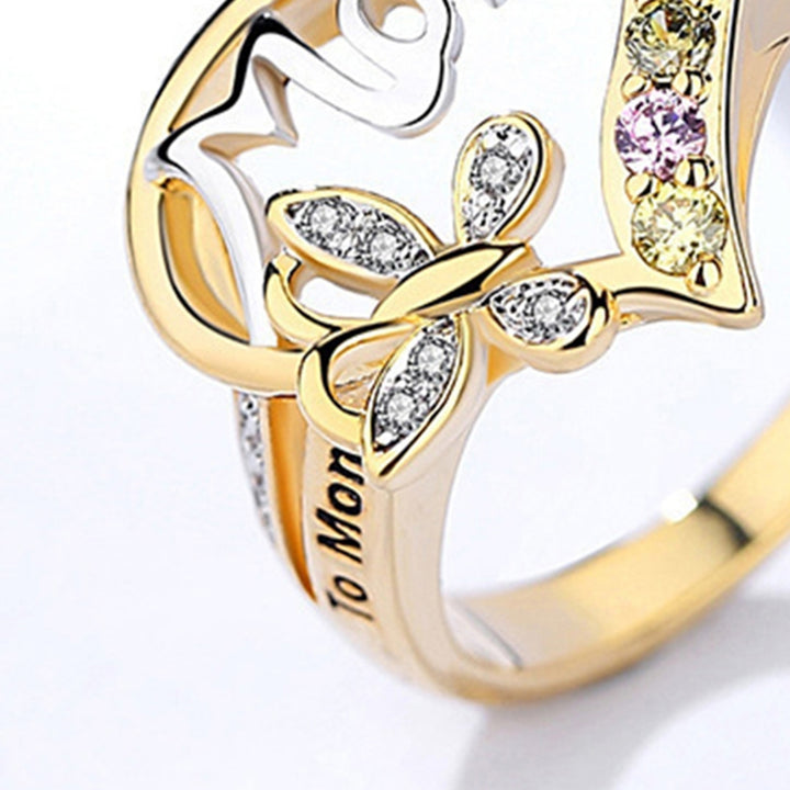 Finger Ring Rhinestone Emerald Fine Workmanship Shiny Knuckle Ring for Mother Image 8