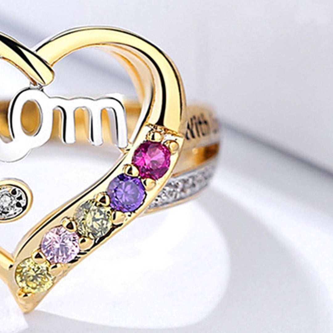 Finger Ring Rhinestone Emerald Fine Workmanship Shiny Knuckle Ring for Mother Image 9