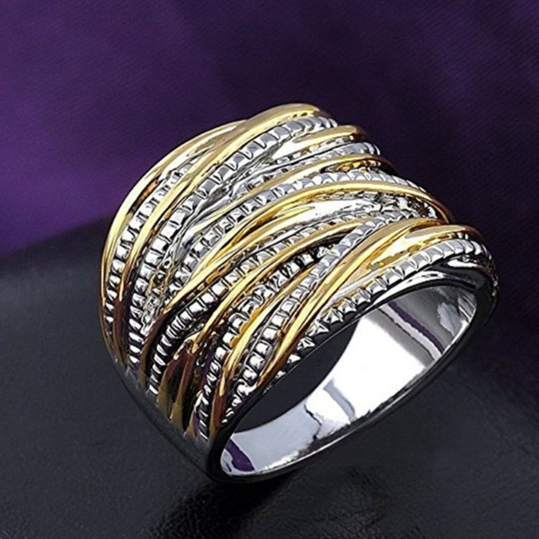 Golden Color Fine Crafts Women Ring Round Multi Layer Luxury Wedding Ring Jewelry Accessaries Image 1