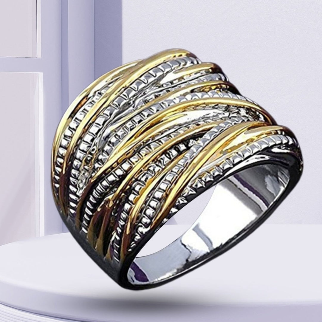 Golden Color Fine Crafts Women Ring Round Multi Layer Luxury Wedding Ring Jewelry Accessaries Image 3