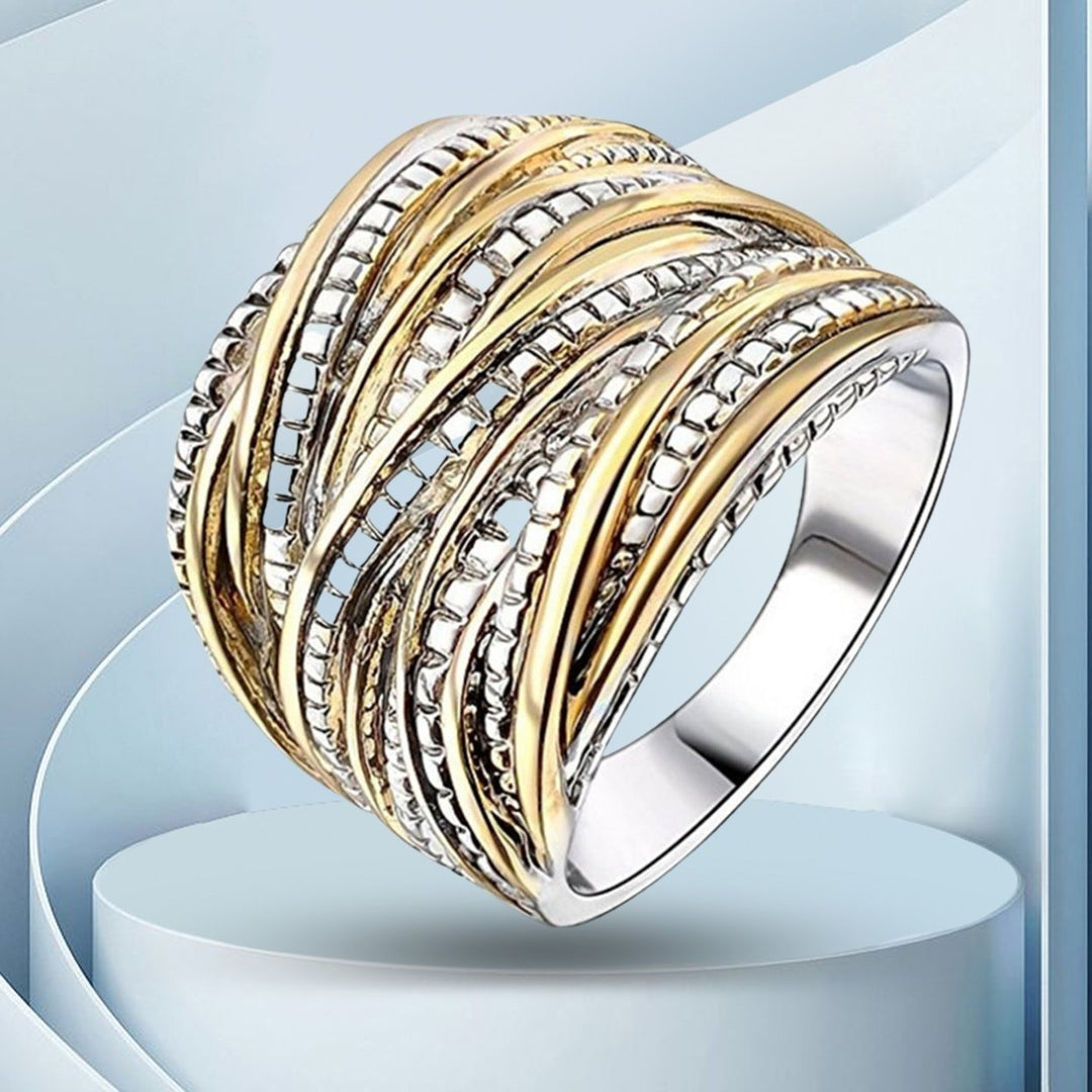 Golden Color Fine Crafts Women Ring Round Multi Layer Luxury Wedding Ring Jewelry Accessaries Image 4