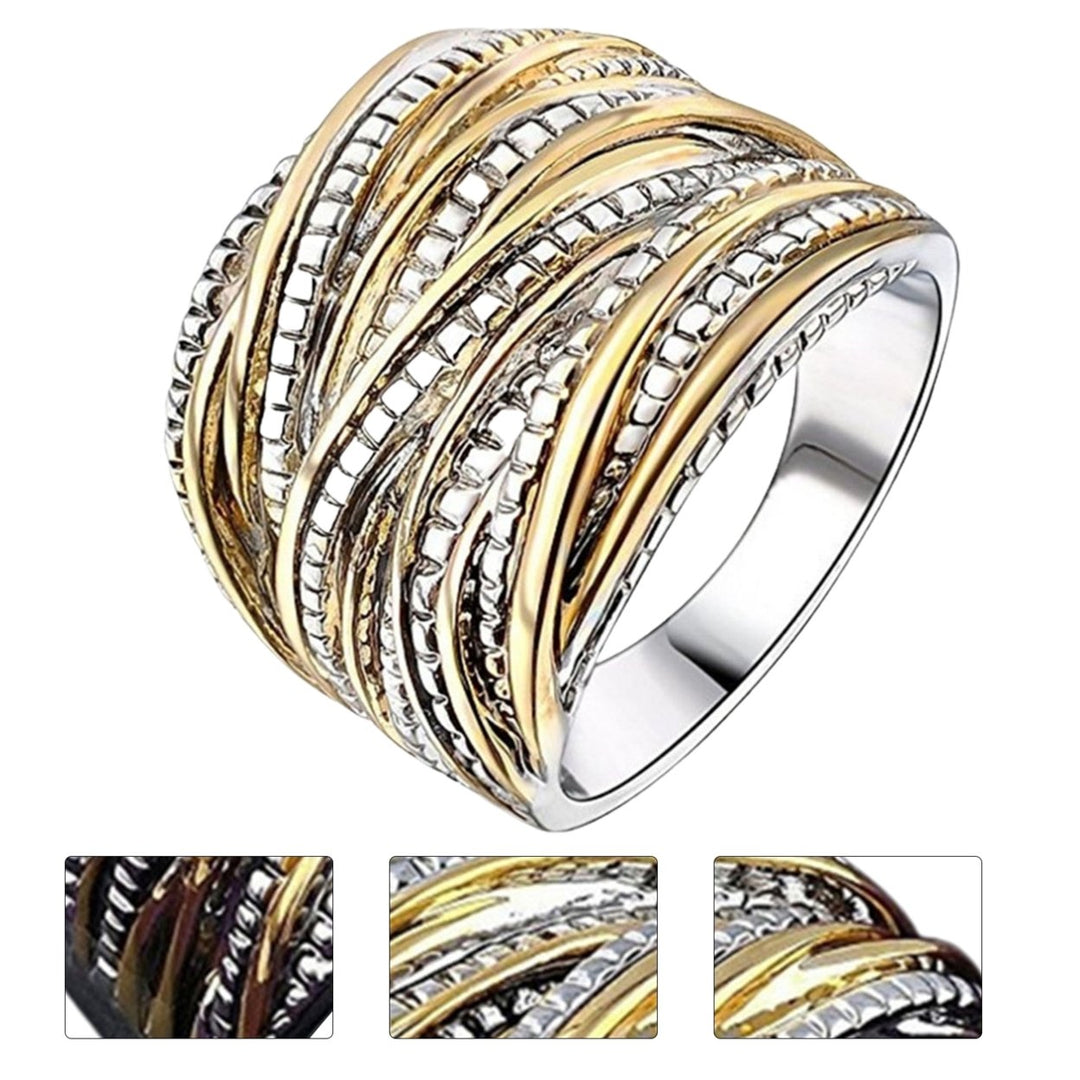 Golden Color Fine Crafts Women Ring Round Multi Layer Luxury Wedding Ring Jewelry Accessaries Image 4