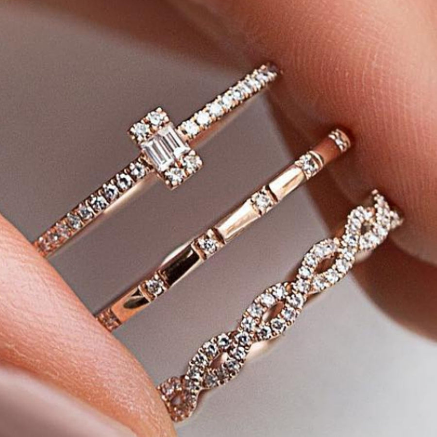3Pcs Ring Kit Decorative Minimalist Distinctive Individuality Finger Ring Set for Daily Wear Image 1