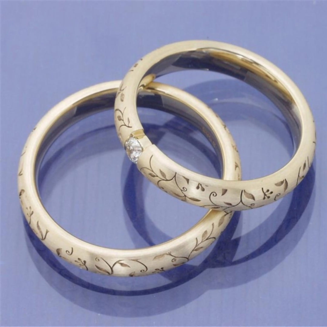 Finger Ring Flower Carved Elegant Exquisite Workmanship Couple Engraved Band Ring for Gift Image 2