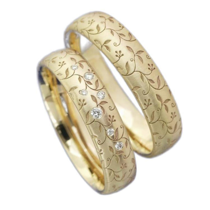 Finger Ring Flower Carved Elegant Exquisite Workmanship Couple Engraved Band Ring for Gift Image 8