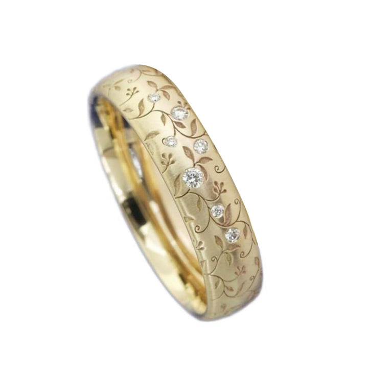 Finger Ring Flower Carved Elegant Exquisite Workmanship Couple Engraved Band Ring for Gift Image 9