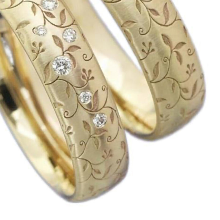 Finger Ring Flower Carved Elegant Exquisite Workmanship Couple Engraved Band Ring for Gift Image 11