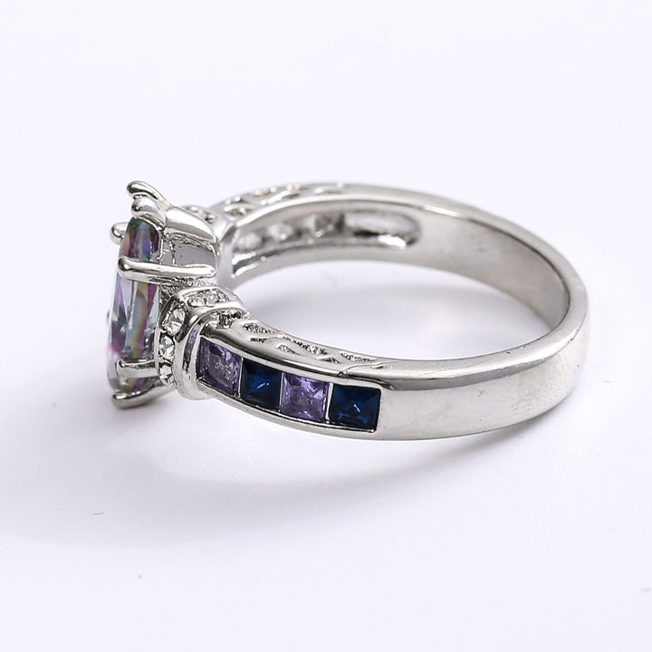 Women Trendy Ring Colorful Cubic Zirconia Not Easy to Break Luxury Fashion Finger Ring for Banquet Image 6