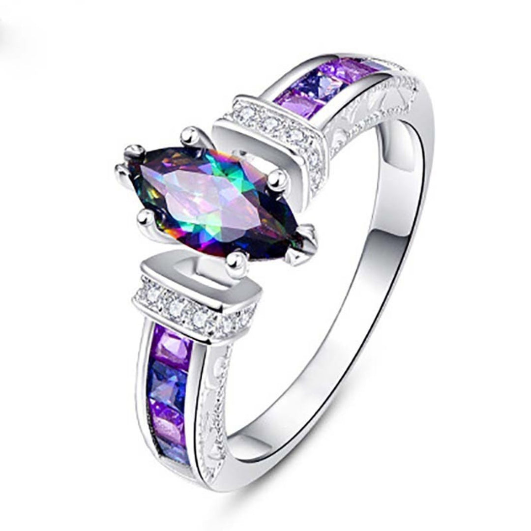 Women Trendy Ring Colorful Cubic Zirconia Not Easy to Break Luxury Fashion Finger Ring for Banquet Image 7