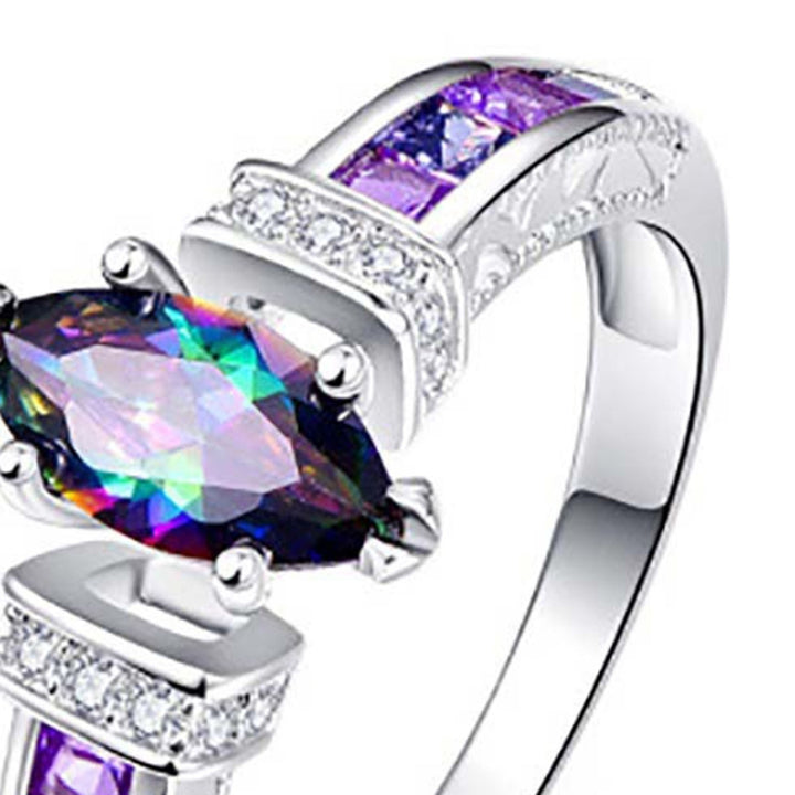 Women Trendy Ring Colorful Cubic Zirconia Not Easy to Break Luxury Fashion Finger Ring for Banquet Image 9