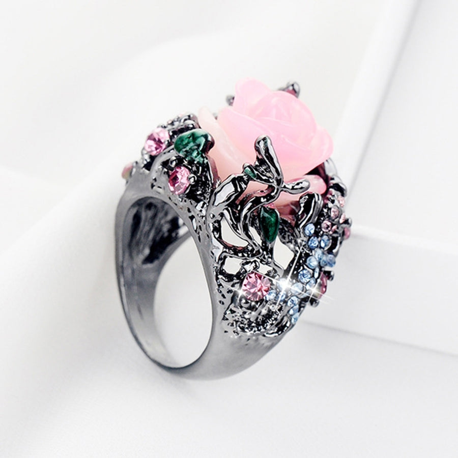 Decorative Ring Nice-looking Rhinestone Flower Design Women Ring Jewelry Accessories Image 1