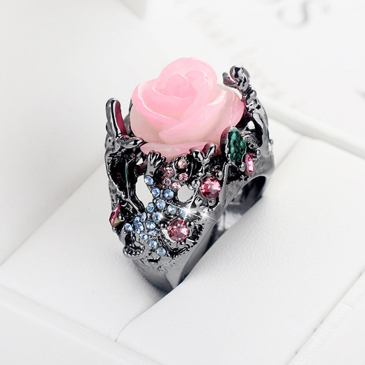 Decorative Ring Nice-looking Rhinestone Flower Design Women Ring Jewelry Accessories Image 2